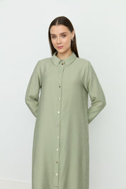 Symmetrical Stitch Detail Tencel Tunic - Sage Green