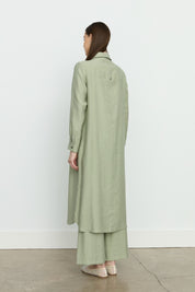 Symmetrical Stitch Detail Tencel Tunic - Sage Green