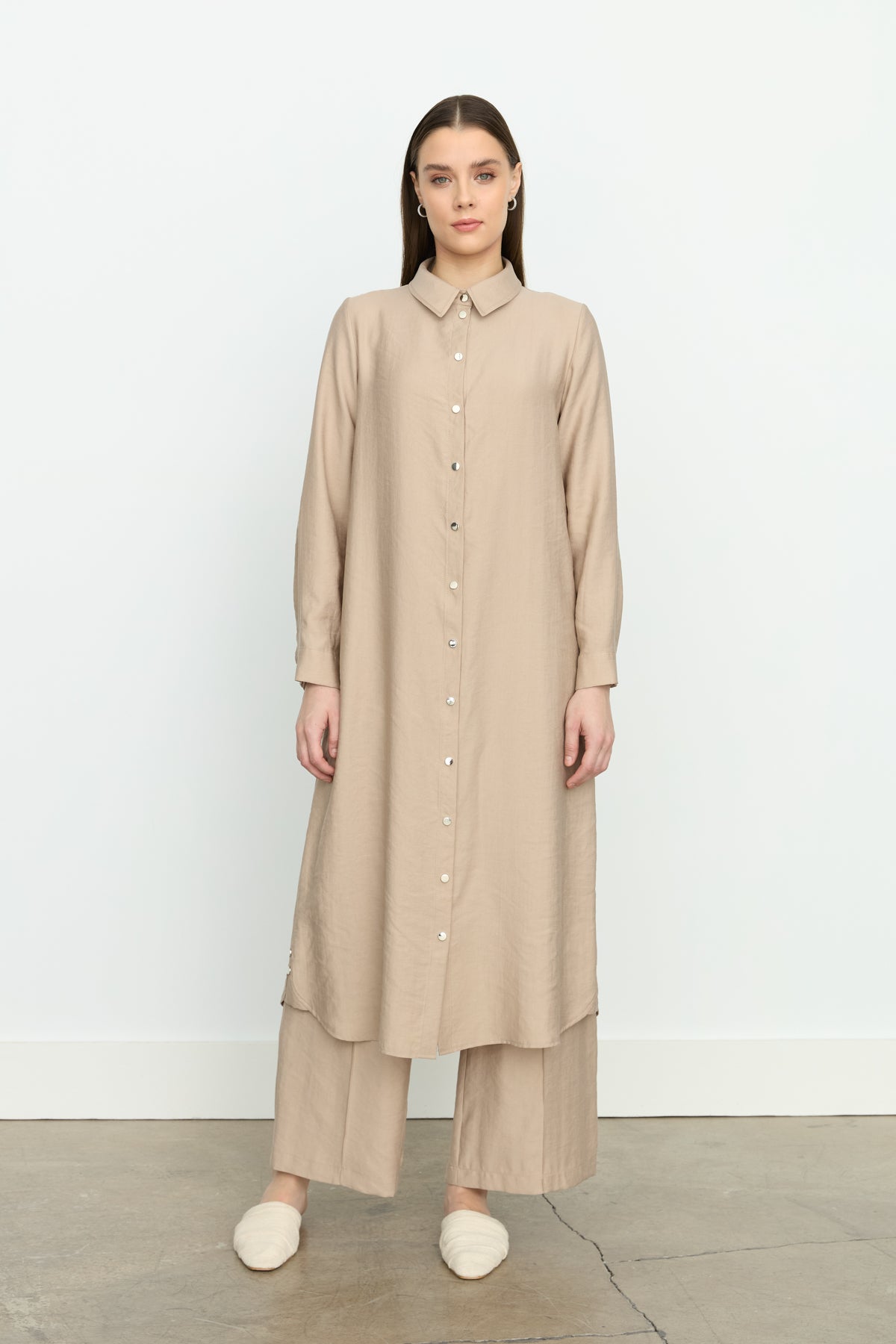 Simetrik Dikiş Detaylı Tencel Tunik - Kumsal