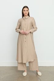 Simetrik Dikiş Detaylı Tencel Tunik - Kumsal