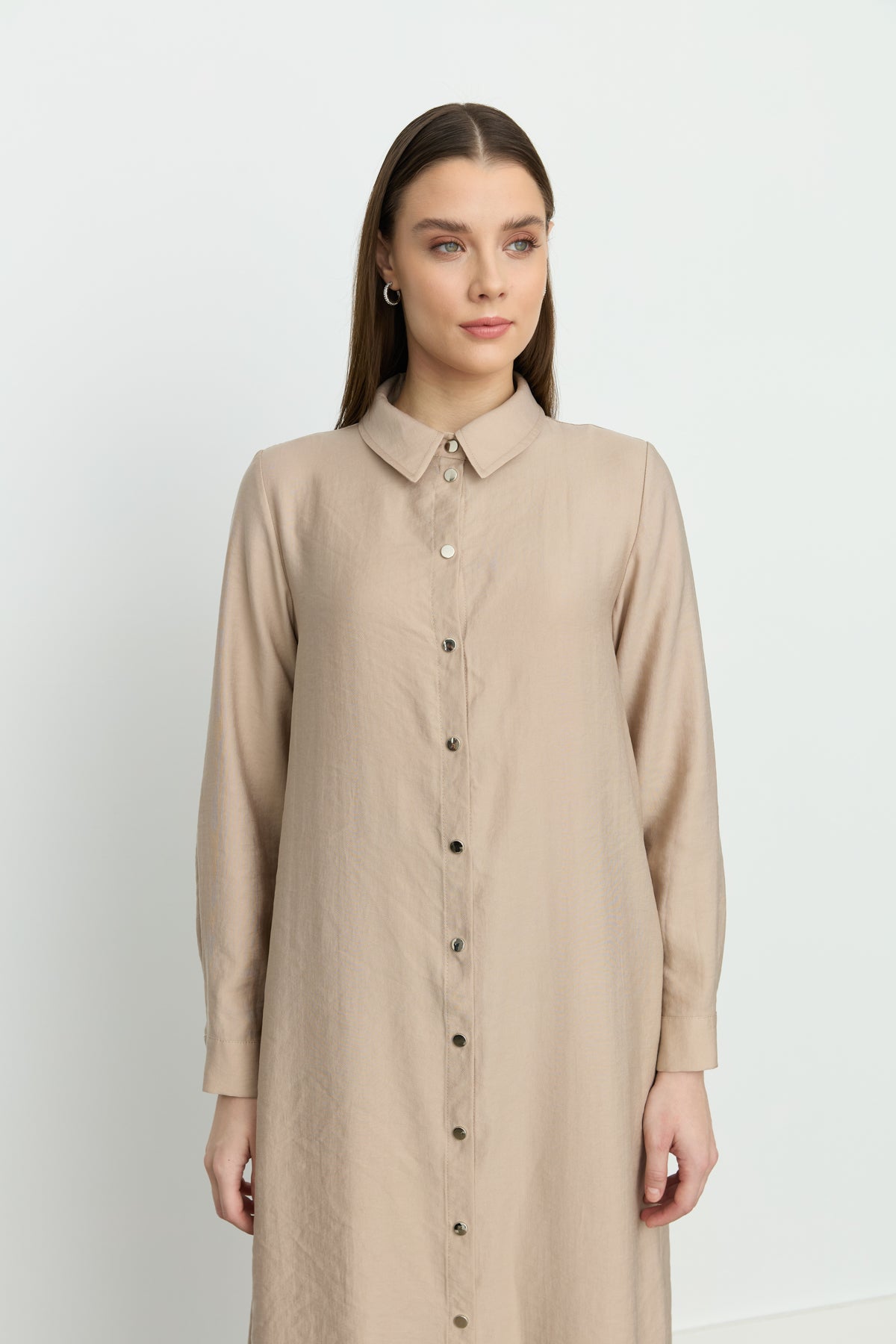 Simetrik Dikiş Detaylı Tencel Tunik - Kumsal