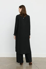 Simetrik Dikiş Detaylı Tencel Tunik - Siyah