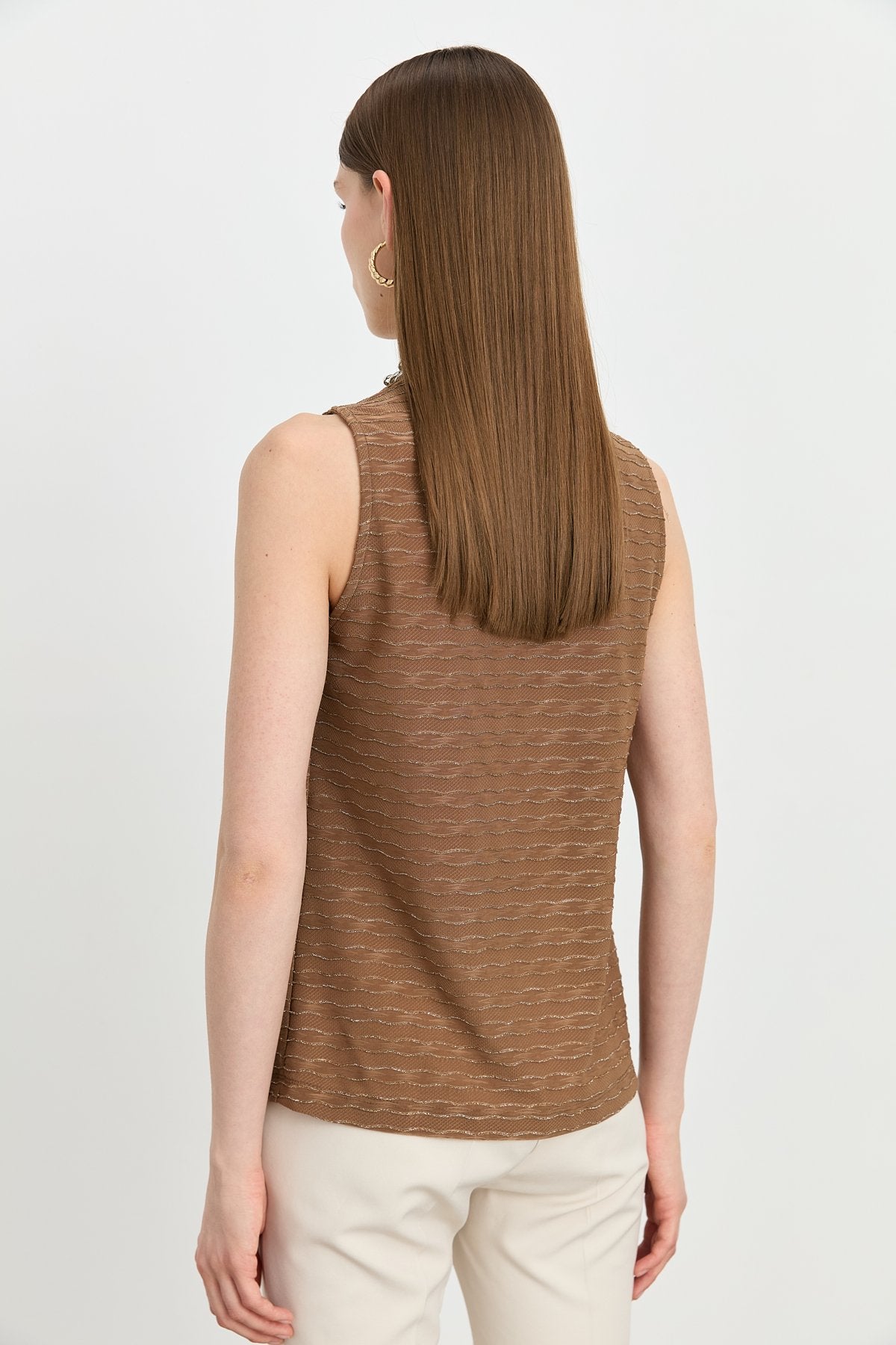 Glittered Collar Blouse - Mocha