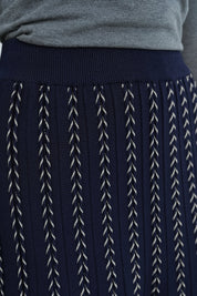 Glittery Pleated Knit Skirt - Navy Blue