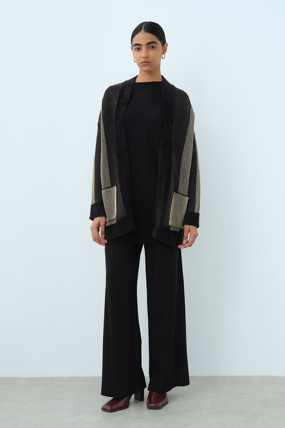 Glittery Knit Cardigan - Black