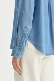 Pointed Collar Lyocell Shirt - Ice