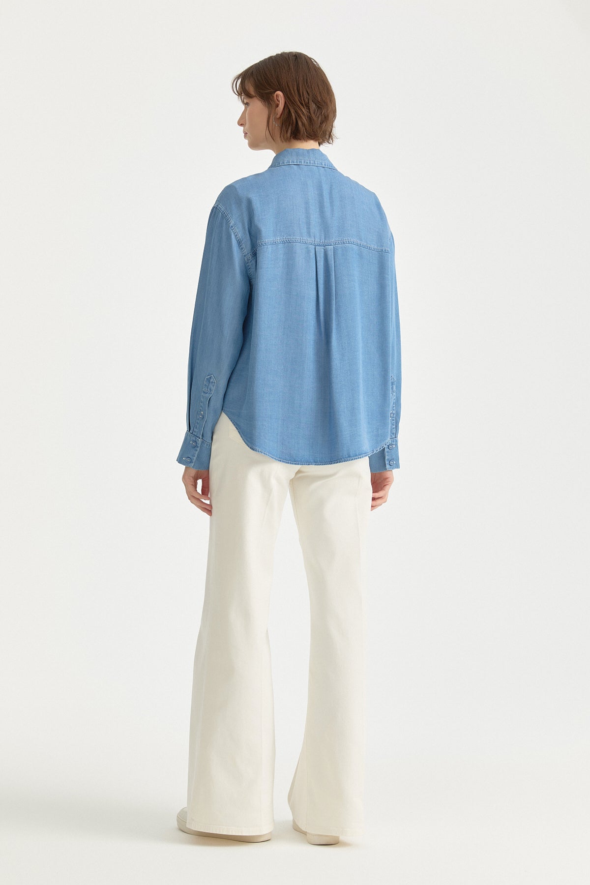Pointed Collar Lyocell Shirt - Ice