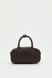 Slogan Printed Crossbody Bag - Dark Brown