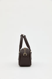 Slogan Printed Crossbody Bag - Dark Brown