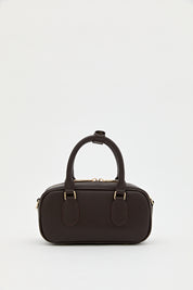 Slogan Printed Crossbody Bag - Dark Brown