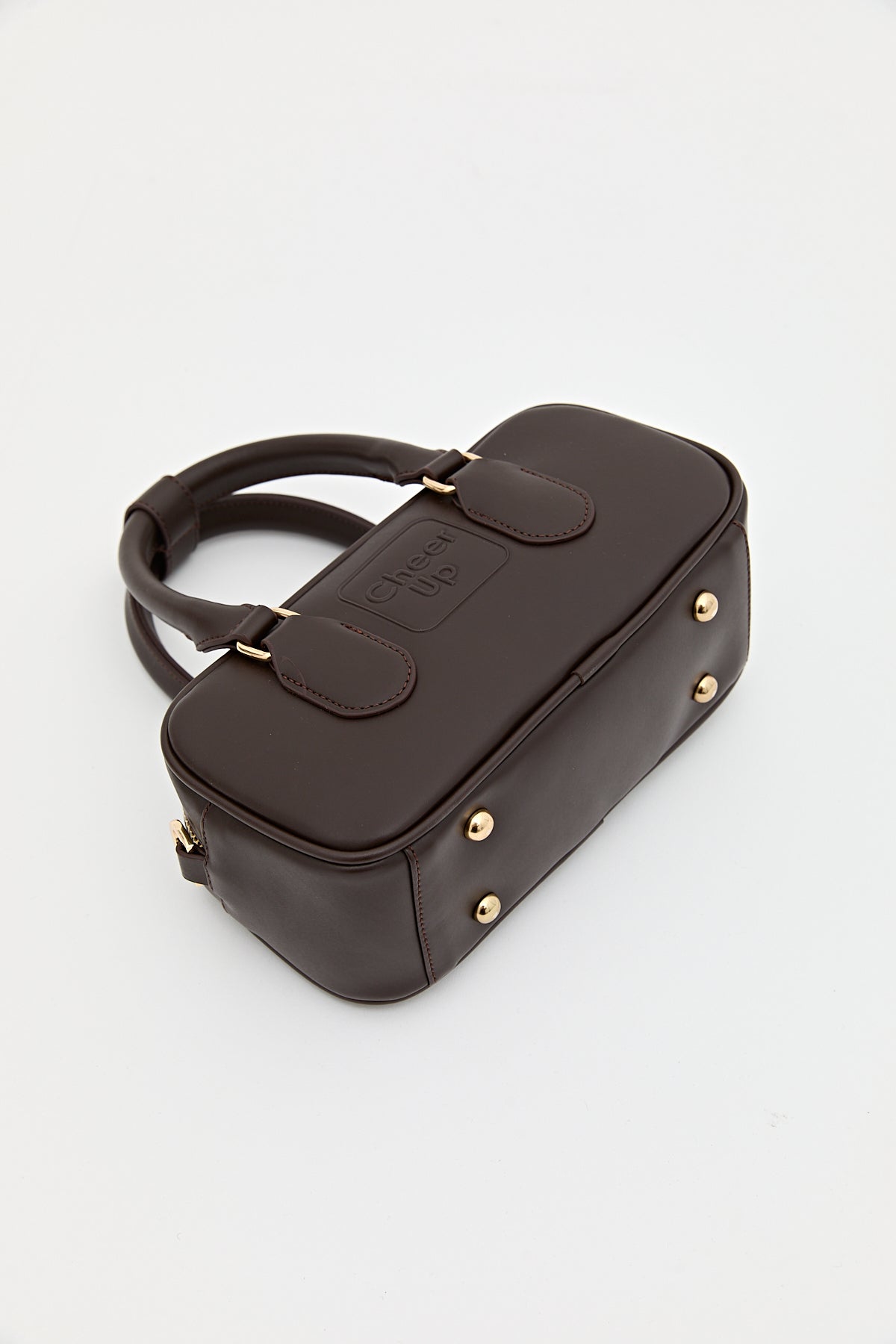 Slogan Printed Crossbody Bag - Dark Brown