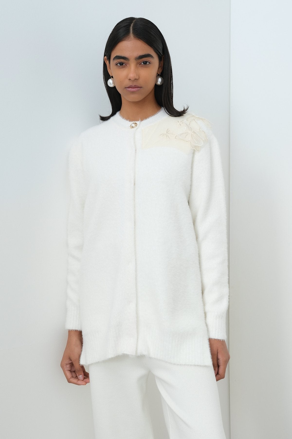 Speciale Angora Cardigan - Ecru