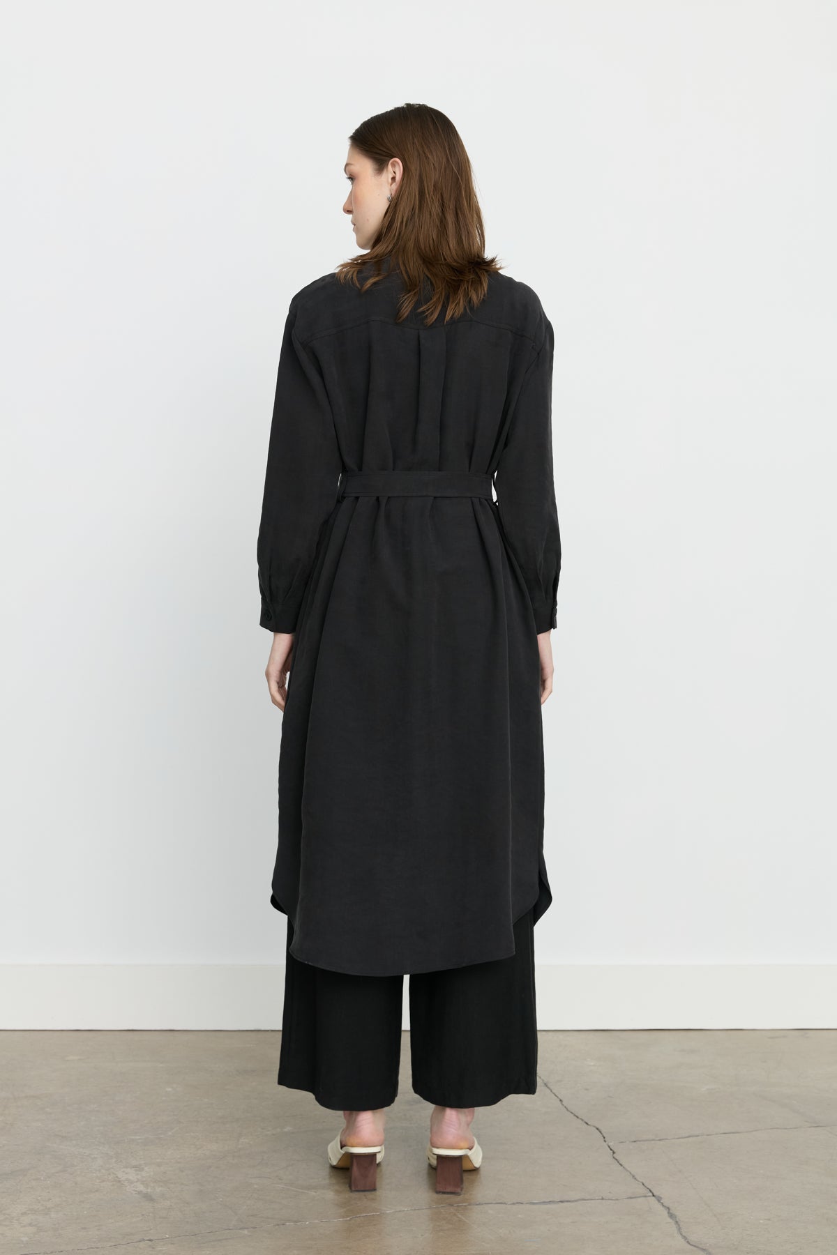 Sporty Belt Detail Tencel Tunic - Black