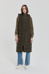 Stopper Detail Quilted Vest - Khaki