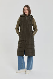Stopper Detail Quilted Vest - Khaki