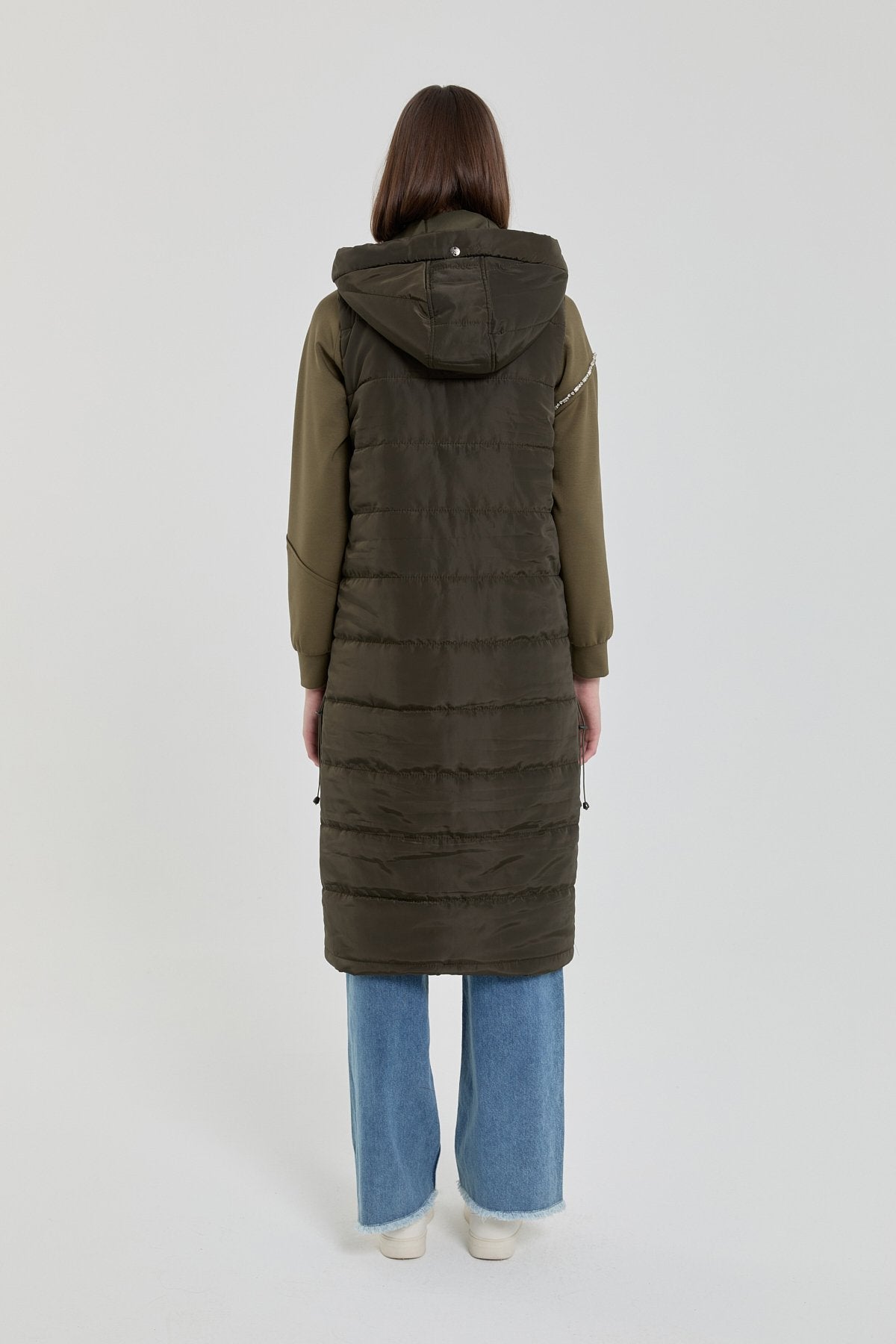 Stopper Detail Quilted Vest - Khaki