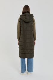 Stopper Detail Quilted Vest - Khaki
