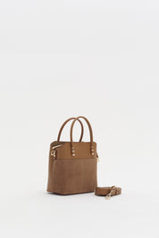 Süet Detaylı Fermuarlı Satchel Çanta - Çikolata