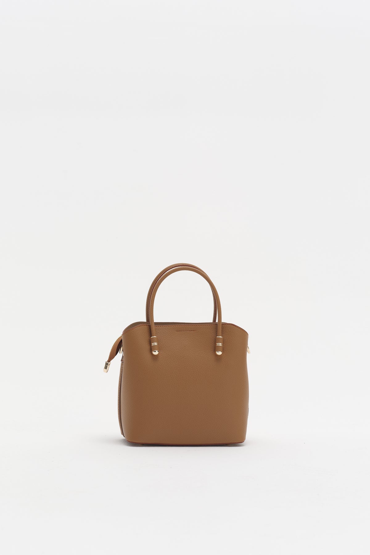 Süet Detaylı Fermuarlı Satchel Çanta - Çikolata
