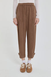 Suede Carrot Pants - Light Brown
