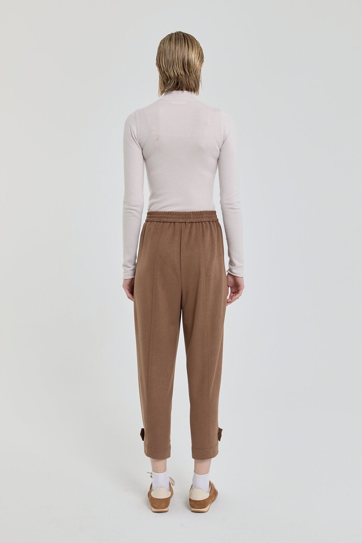 Suede Carrot Pants - Light Brown