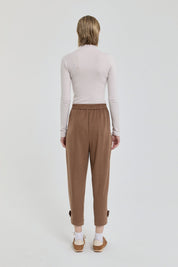 Suede Carrot Pants - Light Brown