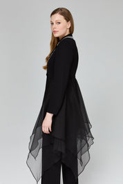 Stone Embellished Pants and Jacket Suit - Black