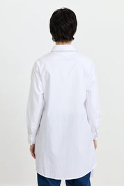 Poplin Cotton Tunic with Stone Embellishments - White