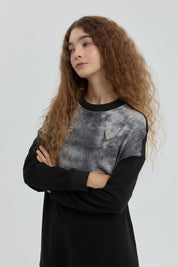 Taş Aksesuarlı Sweat - Siyah