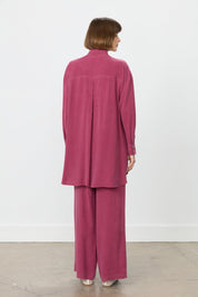 Tencel Pants and Tunic Set with Stone Accessories - Plum