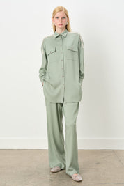 Tencel Pants and Tunic Set with Stone Accessories - Green