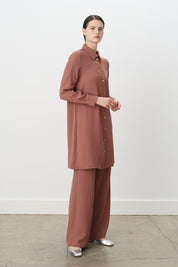 Stone Print Pants and Tunic Set - Light Brown