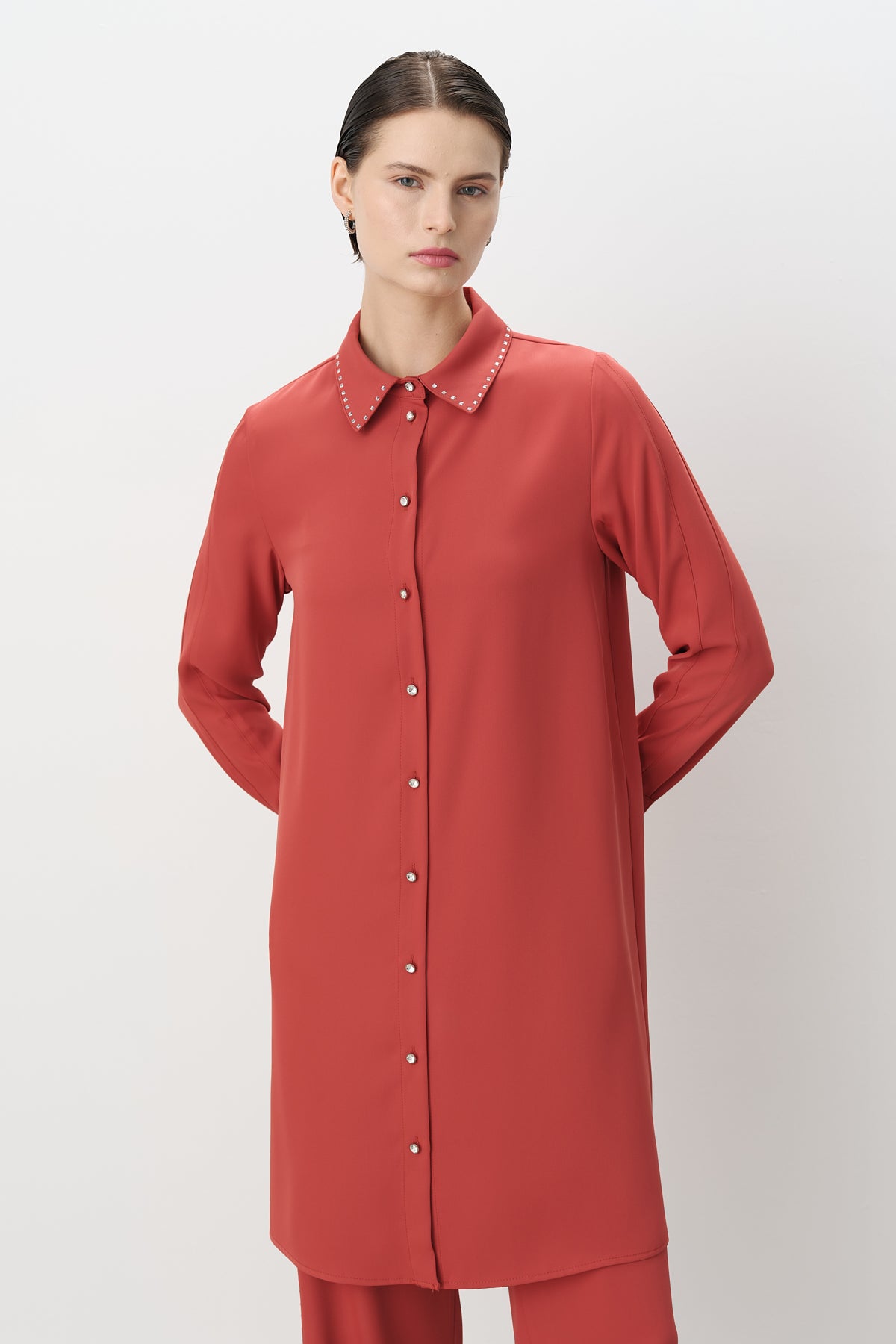 Stone Print Pants and Tunic Set - Terracotta
