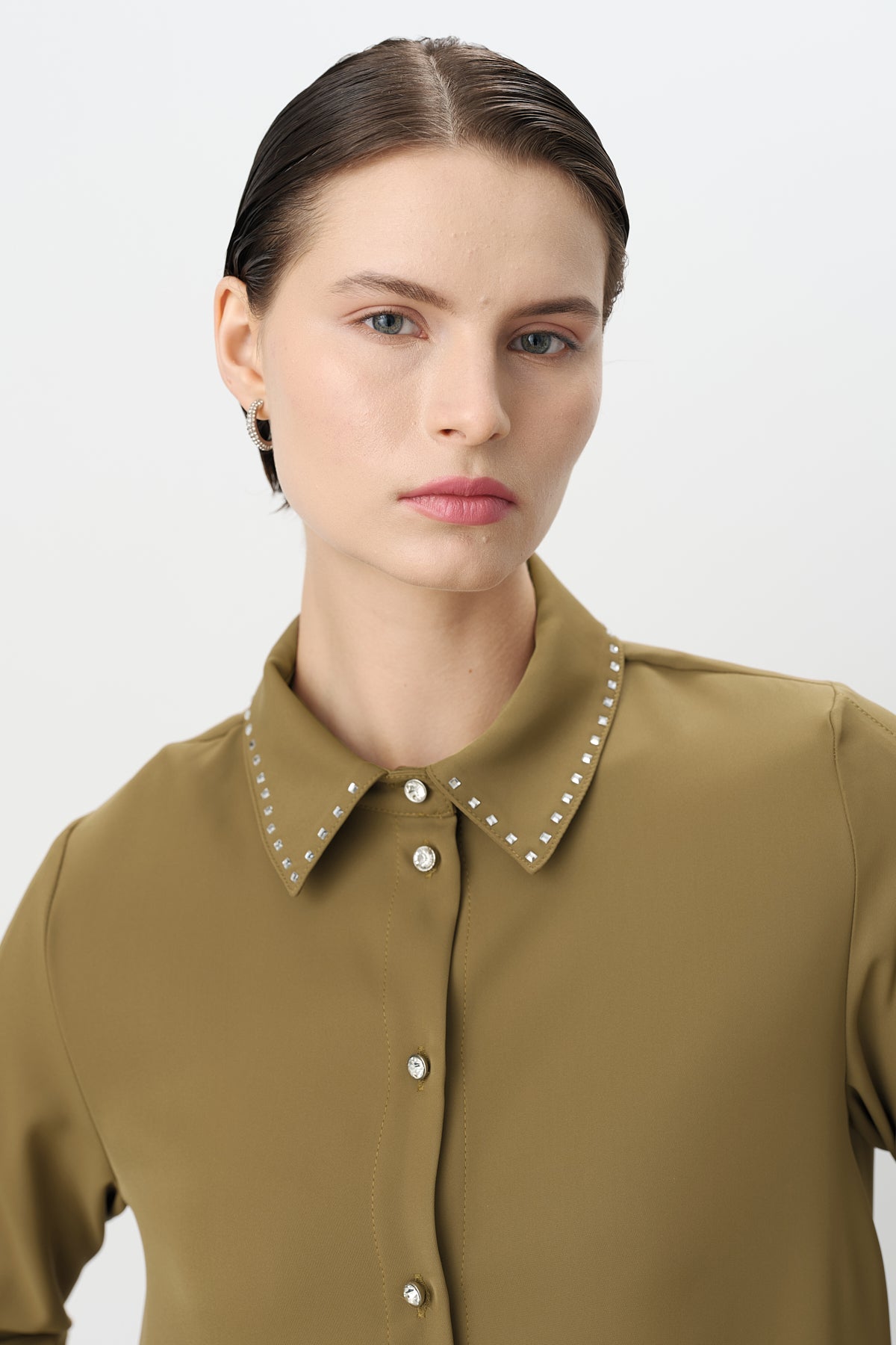 Taş Baskılı Pantolon Tunik Takım - Olive