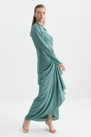 Stone-Detailed Draped Evening Dress - Çağla