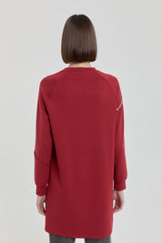 Taş Detaylı Örme Sweat - Bordo