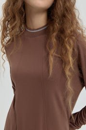 Stone Detail Knitted Tunic - Brown