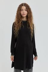 Stone Detail Knitted Tunic - Black