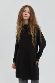 Stone Detail Knitted Tunic - Black