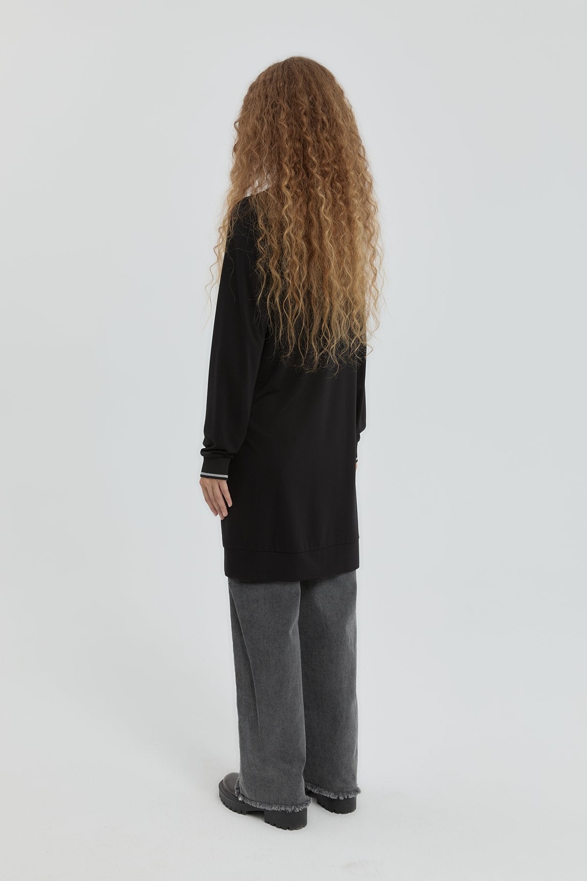 Stone Detail Knitted Tunic - Black