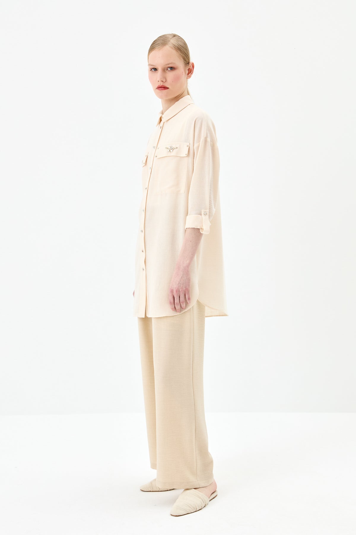 Taş Detaylı Oversize Tunik - Taş