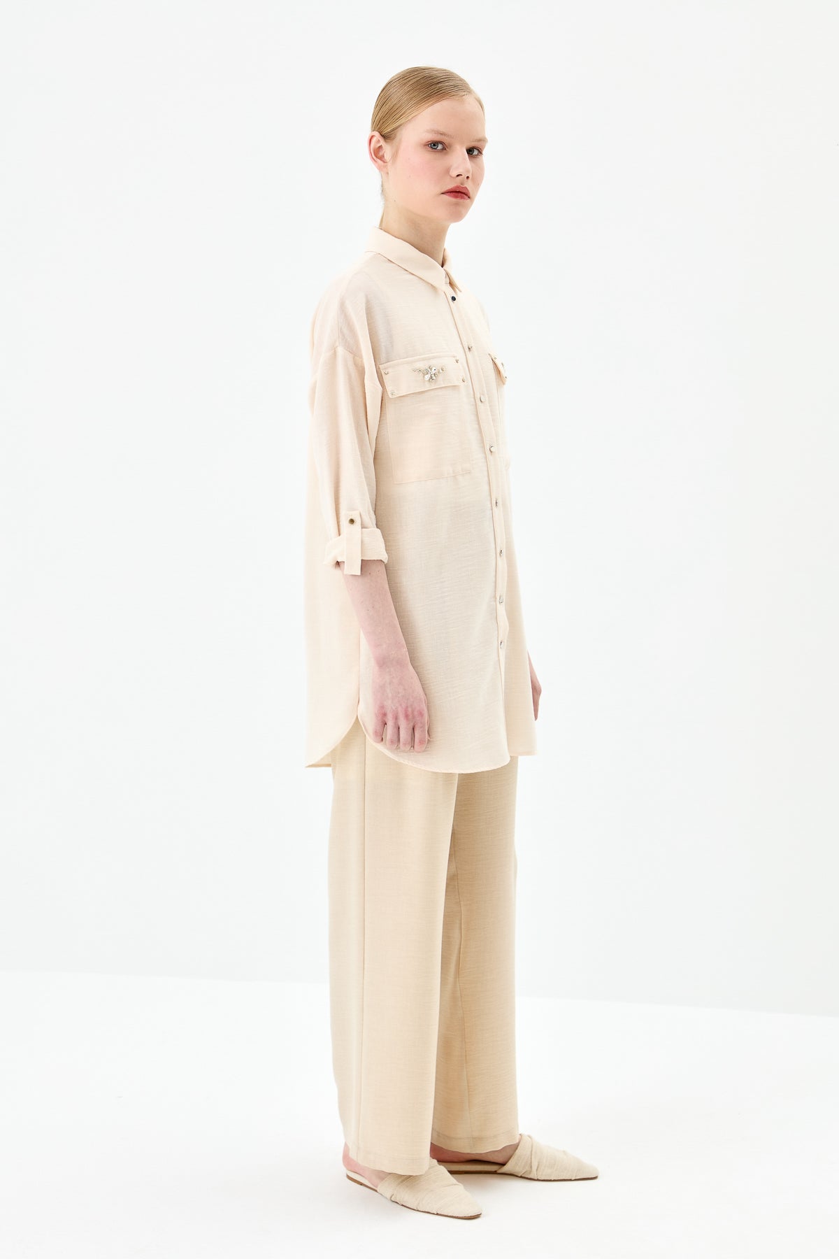 Taş Detaylı Oversize Tunik - Taş