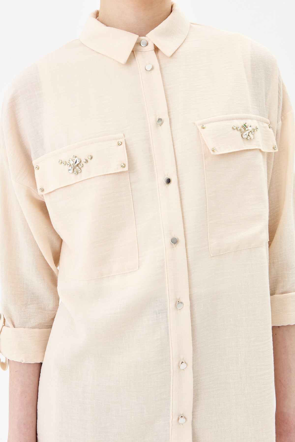 Taş Detaylı Oversize Tunik - Taş