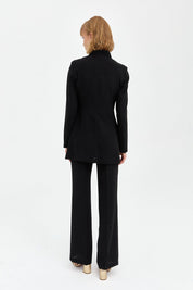 Stone Detail Pants and Jacket Stylish Suit - Black