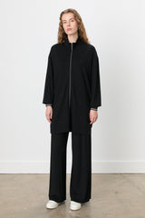 Stone Detail Pants and Tunic Knit Set - Black