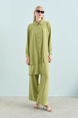 Stone Detail Pants and Tunic Set - Apple Green