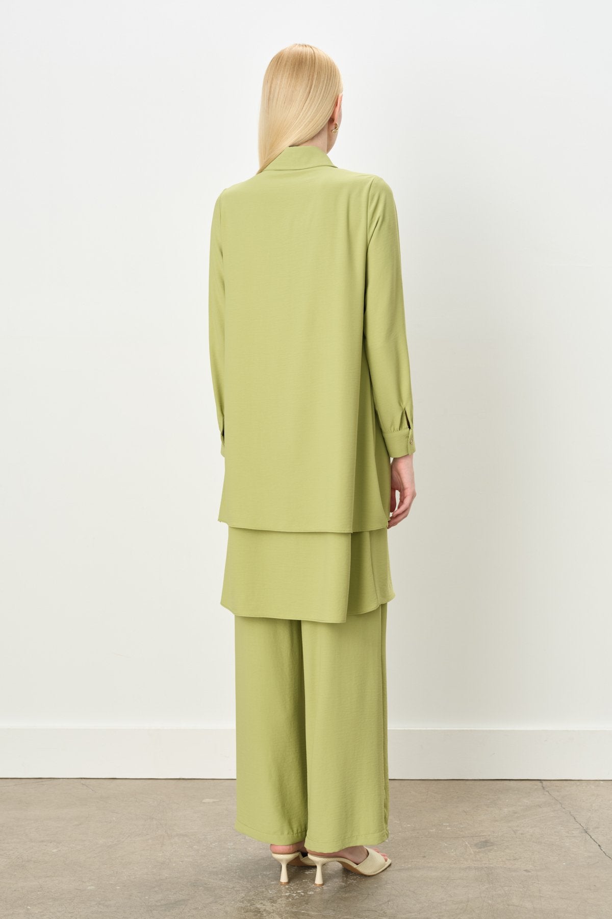 Stone Detail Pants and Tunic Set - Apple Green