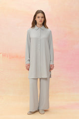 Stone Detail Pants and Tunic Set - Grey