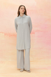 Stone Detail Pants and Tunic Set - Grey