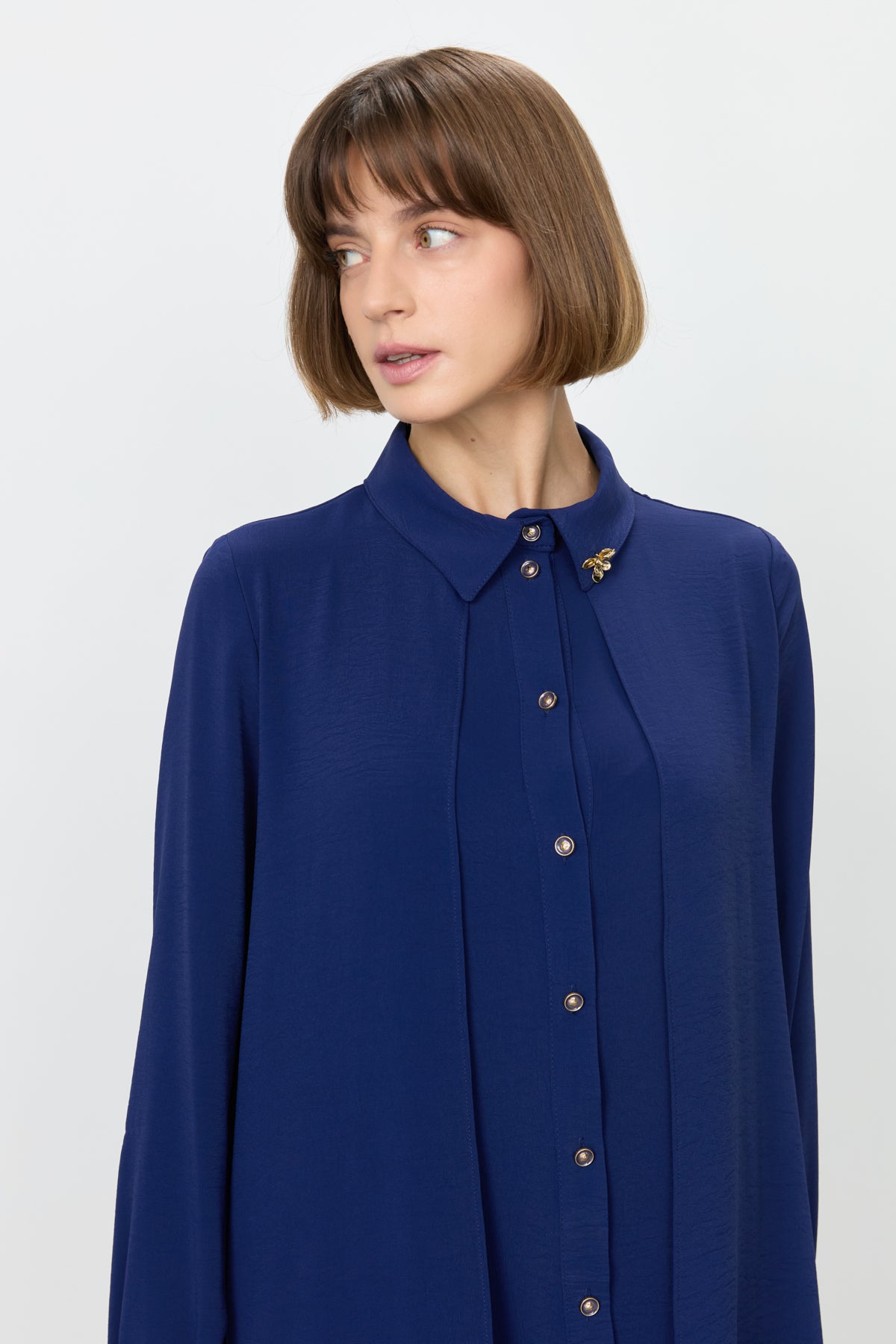 Embellished Pants Tunic Set - Navy Blue